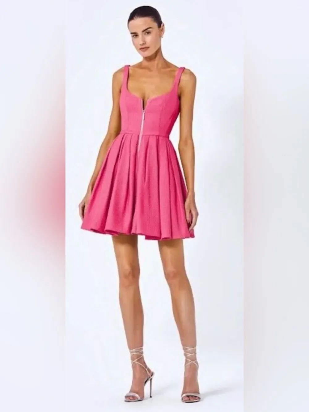 Alexis- Jody Dress- Rose Hot Pink Zip-Front Mini Dress size S